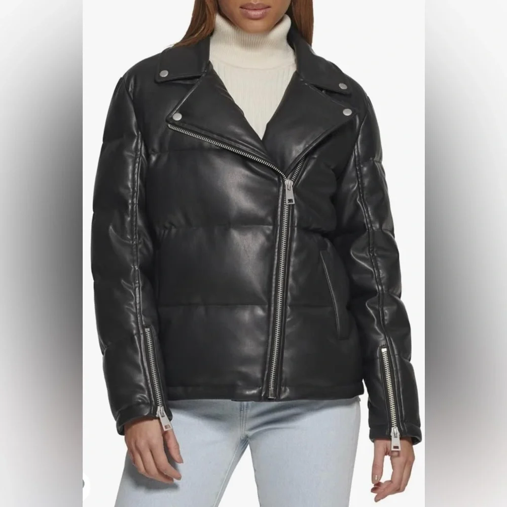 NWT Levi’s Breanna Faux Leather Puffer Jacket - Picture 1 of 11